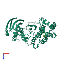 PDB entry 3oef coloured by chain, top view.