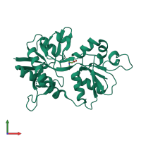 PDB entry 3oem coloured by chain, front view.