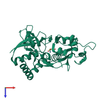 PDB entry 3oem coloured by chain, top view.
