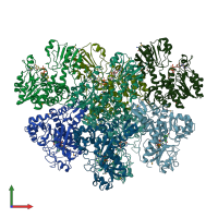 PDB entry 3oet coloured by chain, front view.