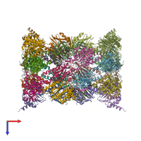 PDB entry 3oev coloured by chain, top view.