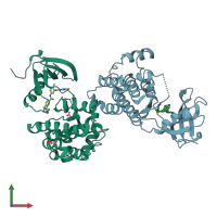 PDB entry 3oez coloured by chain, front view.