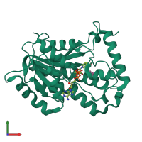 PDB entry 3of2 coloured by chain, front view.