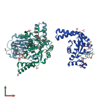 PDB entry 3of4 coloured by chain, front view.