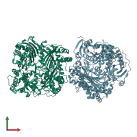 PDB entry 3ofi coloured by chain, front view.