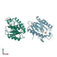 PDB entry 3og9 coloured by chain, front view.