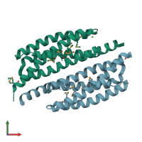 PDB entry 3ogh coloured by chain, front view.