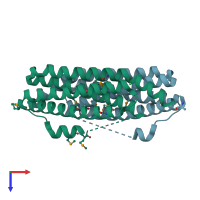 PDB entry 3ogh coloured by chain, top view.