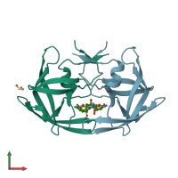 PDB entry 3ogp coloured by chain, front view.