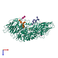 PDB entry 3ogr coloured by chain, top view.