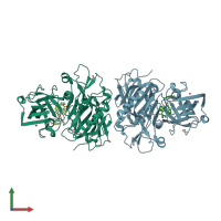 PDB entry 3ohf coloured by chain, front view.