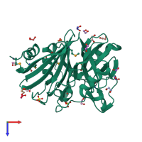 PDB entry 3ohg coloured by chain, top view.