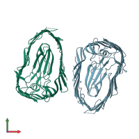 PDB entry 3ohn coloured by chain, front view.