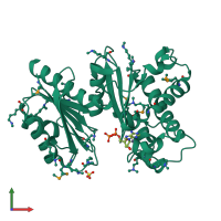 PDB entry 3ohr coloured by chain, front view.