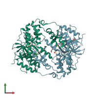 PDB entry 3oht coloured by chain, front view.