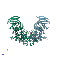 PDB entry 3oht coloured by chain, top view.