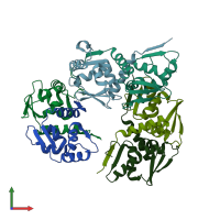 PDB entry 3ohu coloured by chain, front view.