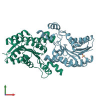 PDB entry 3oic coloured by chain, front view.