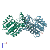 PDB entry 3oic coloured by chain, top view.