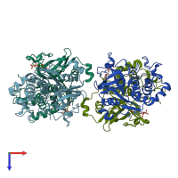 PDB entry 3ois coloured by chain, top view.