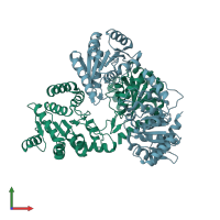 PDB entry 3oiy coloured by chain, front view.