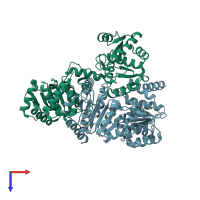 PDB entry 3oiy coloured by chain, top view.