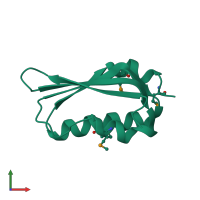PDB entry 3oiz coloured by chain, front view.