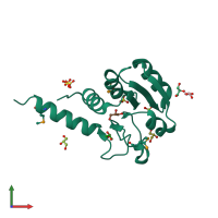 PDB entry 3oj0 coloured by chain, front view.