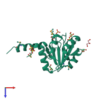 PDB entry 3oj0 coloured by chain, top view.