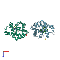 PDB entry 3oj1 coloured by chain, top view.