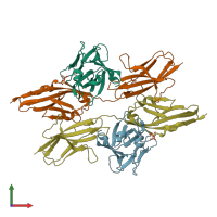 PDB entry 3oj2 coloured by chain, front view.