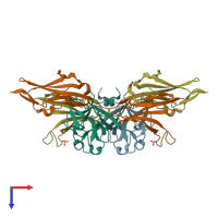 PDB entry 3oj2 coloured by chain, top view.