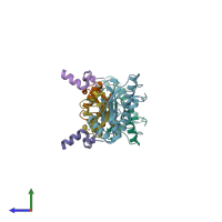 PDB entry 3oj4 coloured by chain, side view.