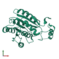 PDB entry 3oje coloured by chain, front view.