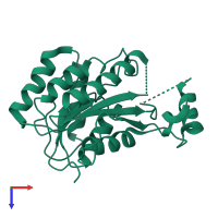 PDB entry 3oje coloured by chain, top view.