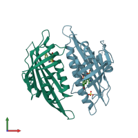 PDB entry 3oji coloured by chain, front view.