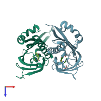 PDB entry 3oji coloured by chain, top view.