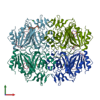 PDB entry 3ojk coloured by chain, front view.