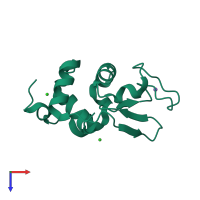 PDB entry 3ok0 coloured by chain, top view.
