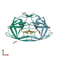 PDB entry 3ok9 coloured by chain, front view.