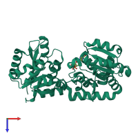 PDB entry 3okc coloured by chain, top view.