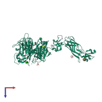 PDB entry 3okt coloured by chain, top view.