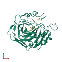 PDB entry 3oku coloured by chain, front view.