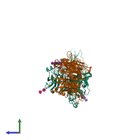 PDB entry 3ol2 coloured by chain, side view.