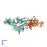 PDB entry 3ol2 coloured by chain, top view.