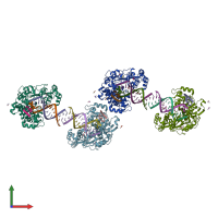 PDB entry 3ol7 coloured by chain, front view.