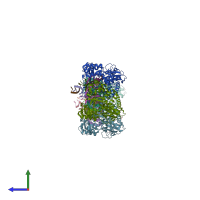 PDB entry 3ol8 coloured by chain, side view.