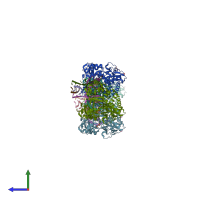 PDB entry 3olb coloured by chain, side view.