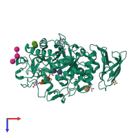 PDB entry 3oli coloured by chain, top view.