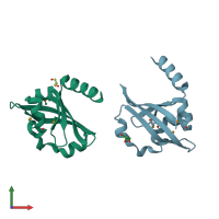 PDB entry 3olo coloured by chain, front view.